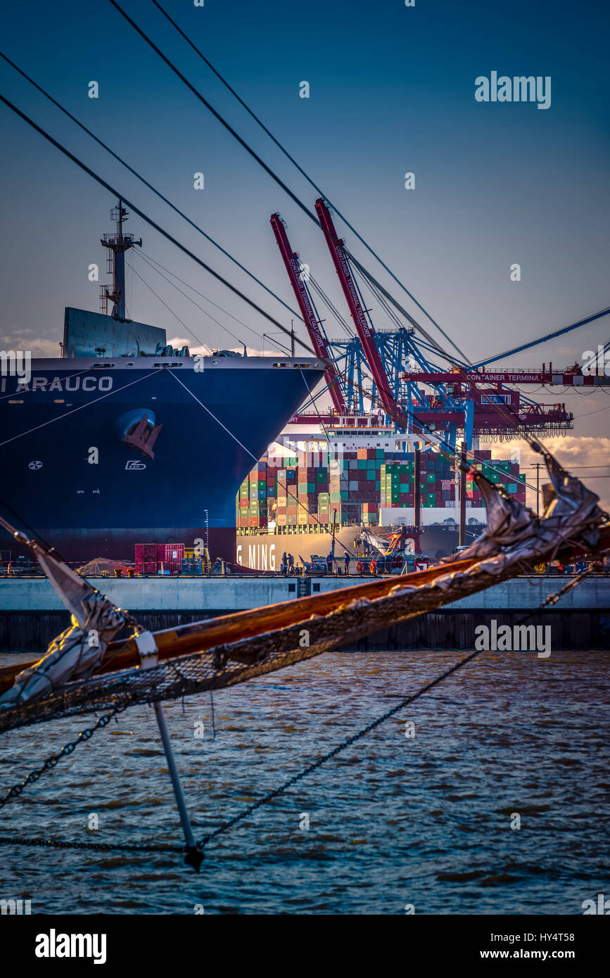 Germany, Hamburg, Elbe, Harbour, St. Pauli, fish market, Container