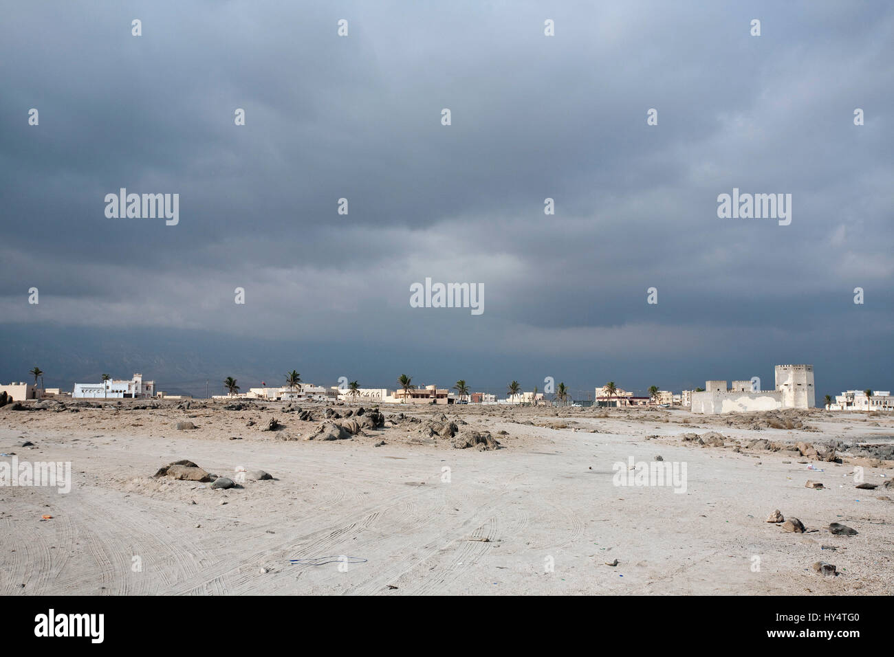 fishing village close Mirbat Salalah before the storm, Mirbat, Oman Stock Photo