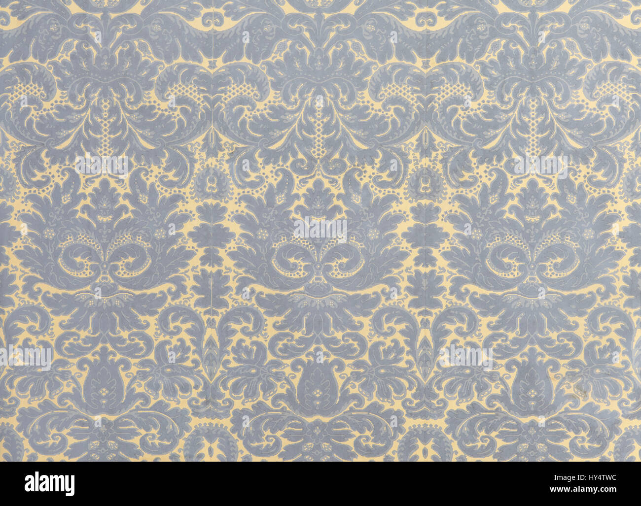 old wallpaper with grey golden baroque pattern as background Stock Photo