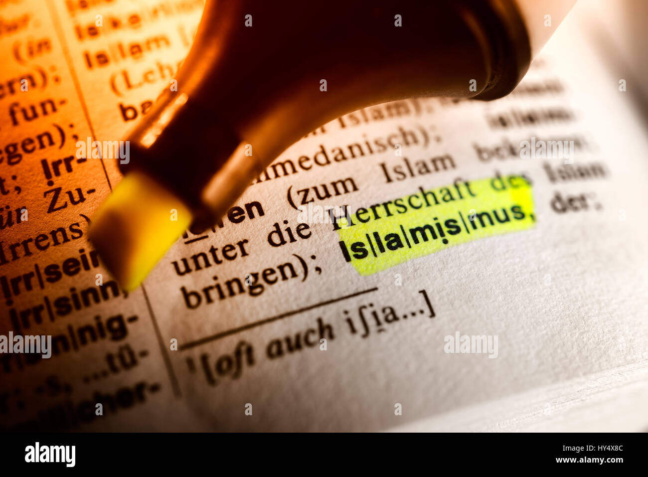 The word Islamism in a dictionary, Das Wort Islamismus in einem Woerterbuch Stock Photo