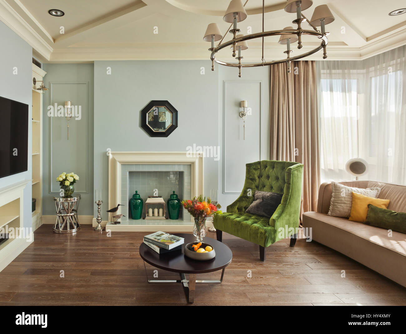 Luxury apartment in a classic style in Moscow; interior design, classic, pastel, living room