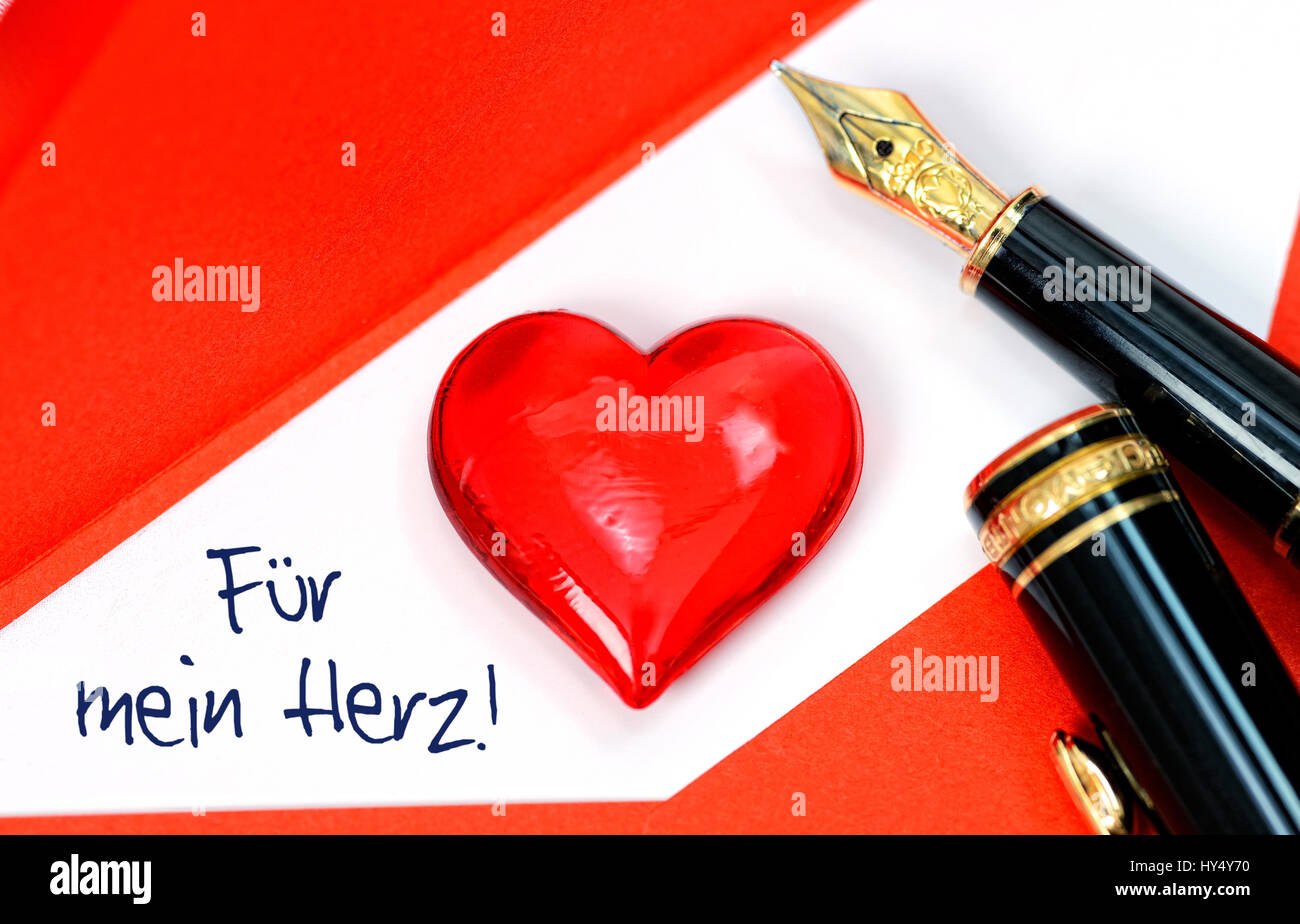 Valentinstagsbrief and heart, Valentinstagsbrief und Herz Stock Photo