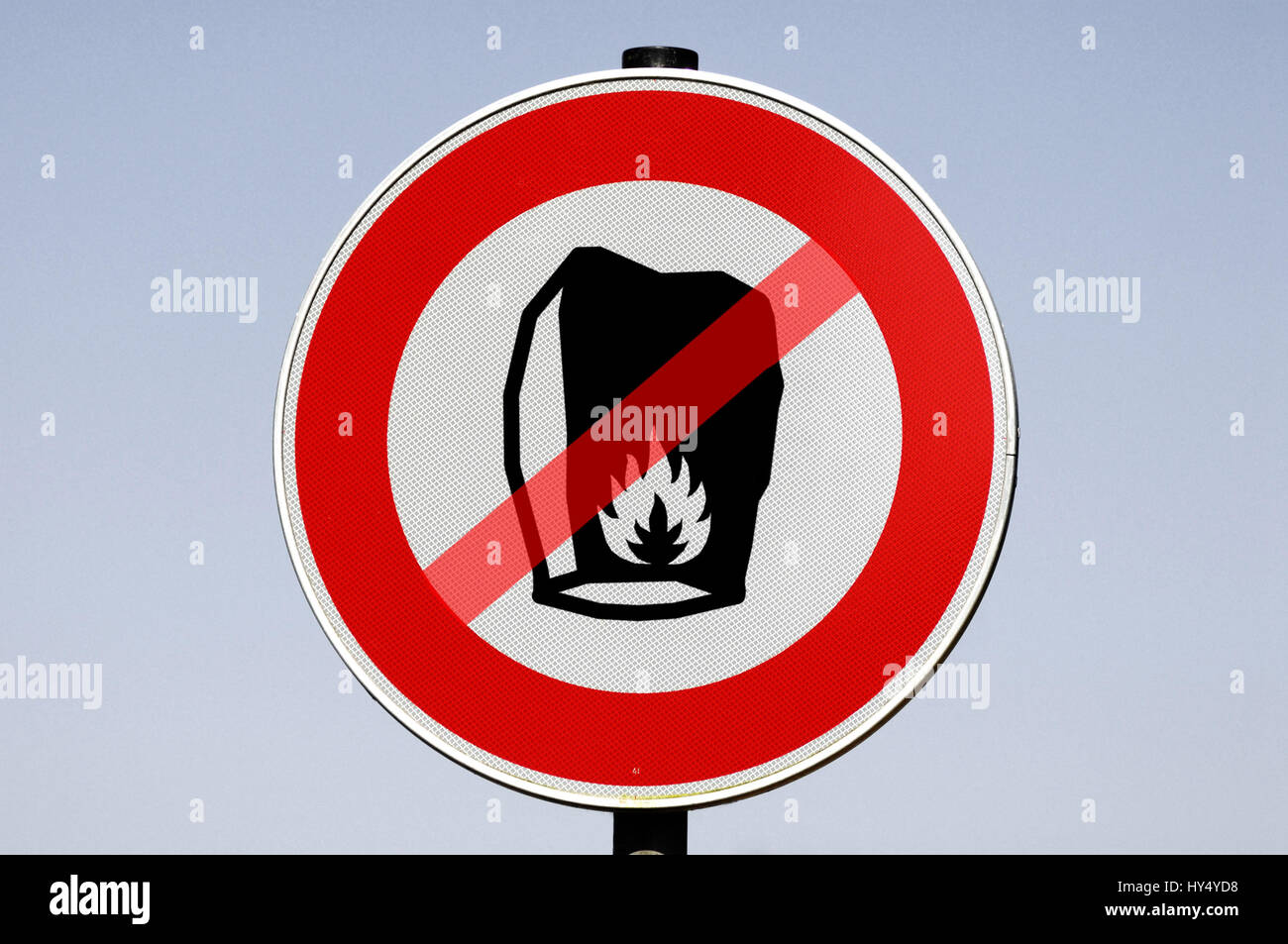 Sign Ban of sky lanterns, picture assembly, , Schild Verbot von Himmelslaternen , Bildmontage Stock Photo
