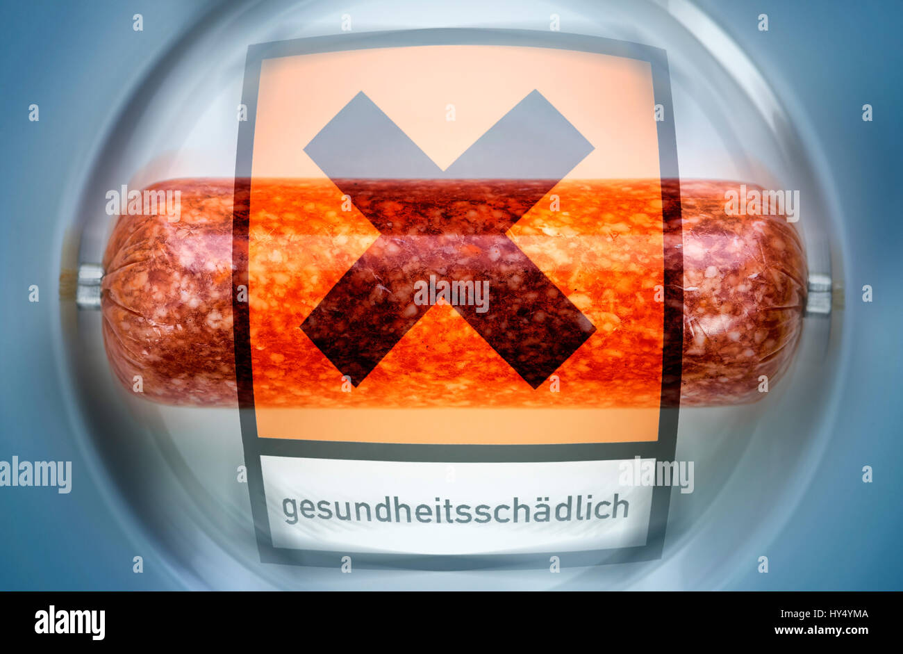 Sausage and warning label, WHO classifies sausage as cancercausing