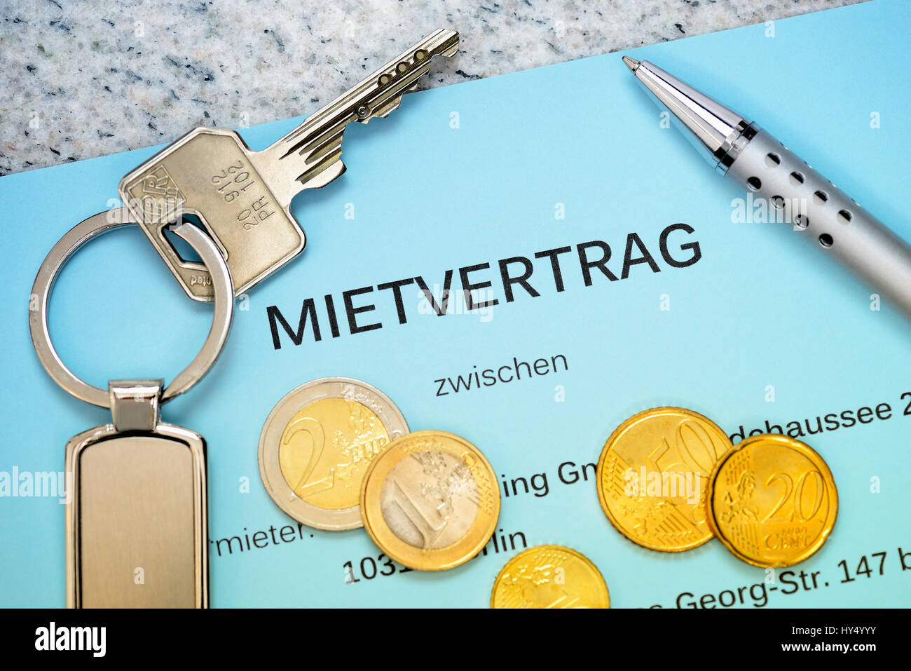 Hire contract, rent price brake, Mietvertrag, Mietpreisbremse Stock