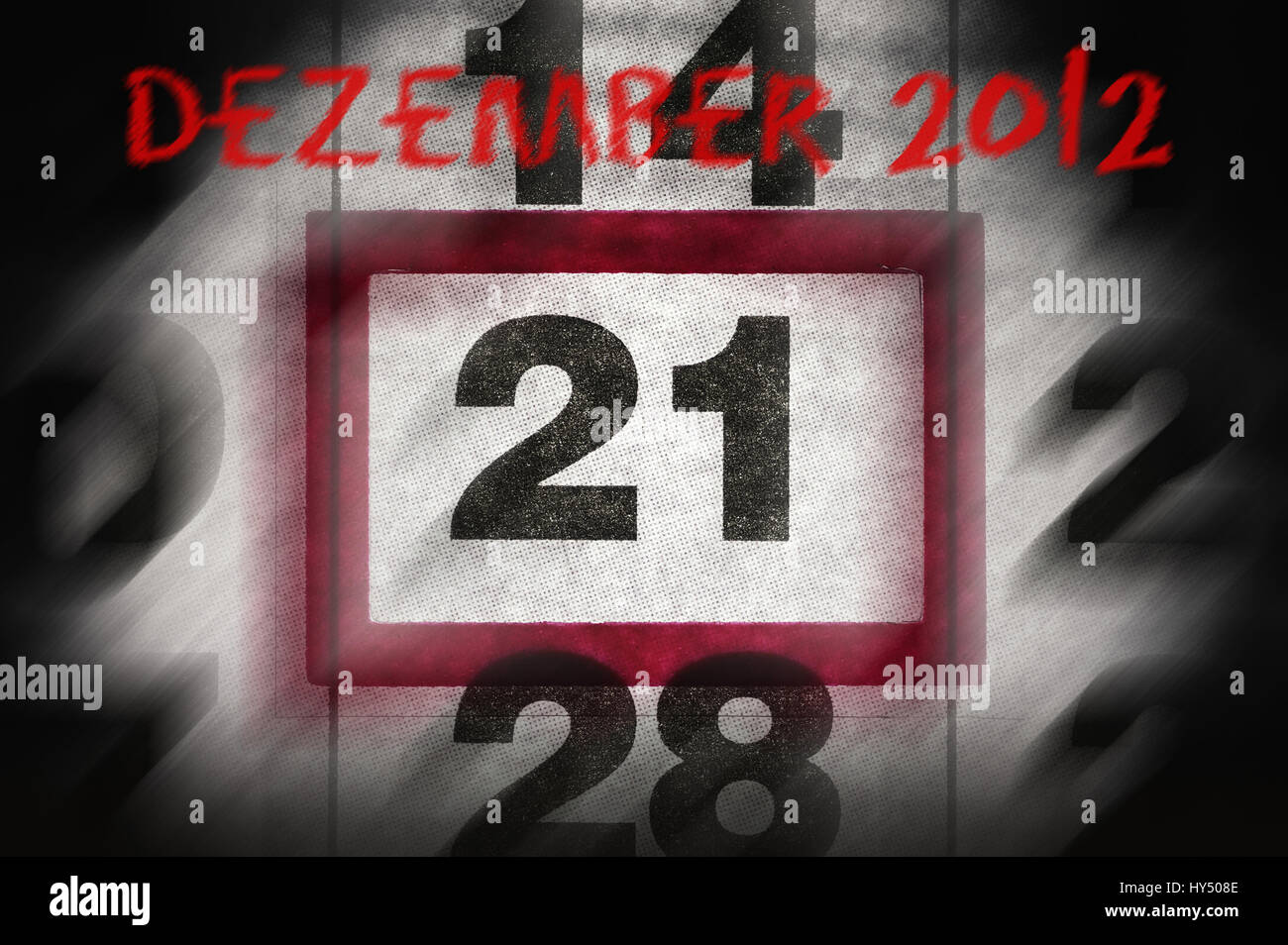 Date 12/21/2012 in a calendar, end of the world prophecy, Datum 21.12.2012 in einem Kalender, Weltuntergangsprophezeiung Stock Photo