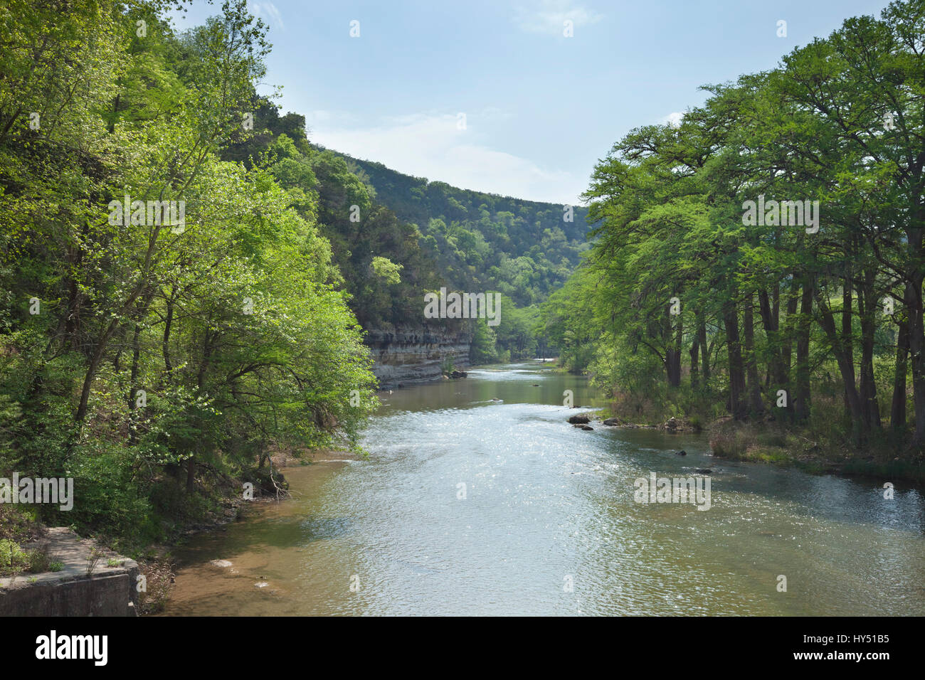 The Guadalupe River below cliffs of the Texas Hill Country during