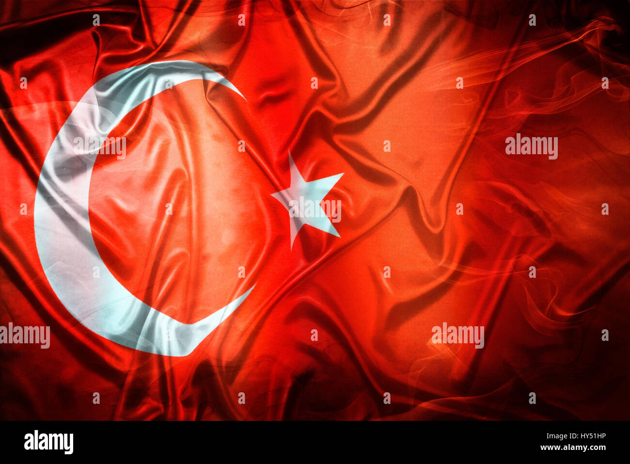 Flag of Turkey, Fahne der Tuerkei Stock Photo