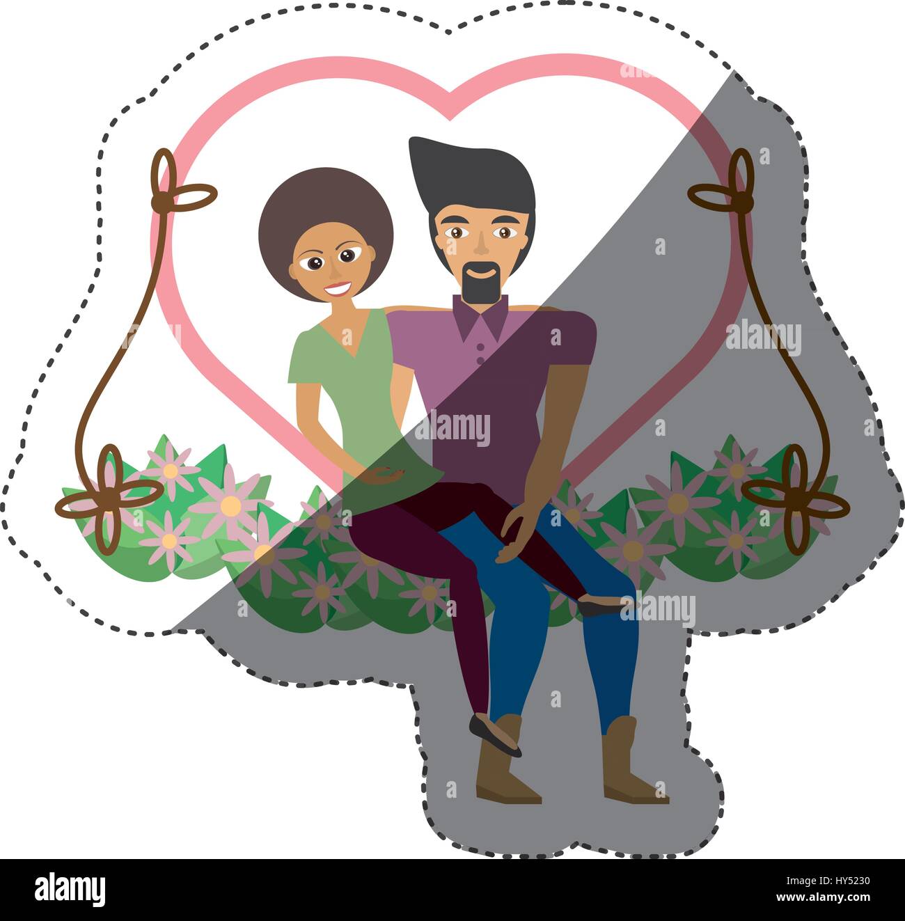 couple love together in swing shadow vector illustration eps 10 Stock ...