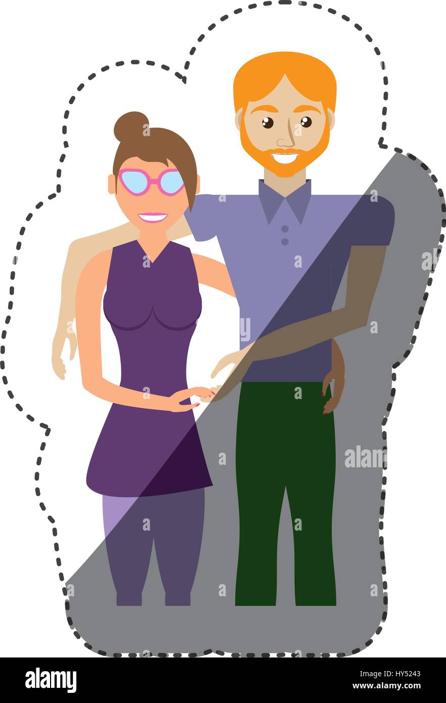 couple romantic togetherness shadow vector illustration eps 10 Stock ...