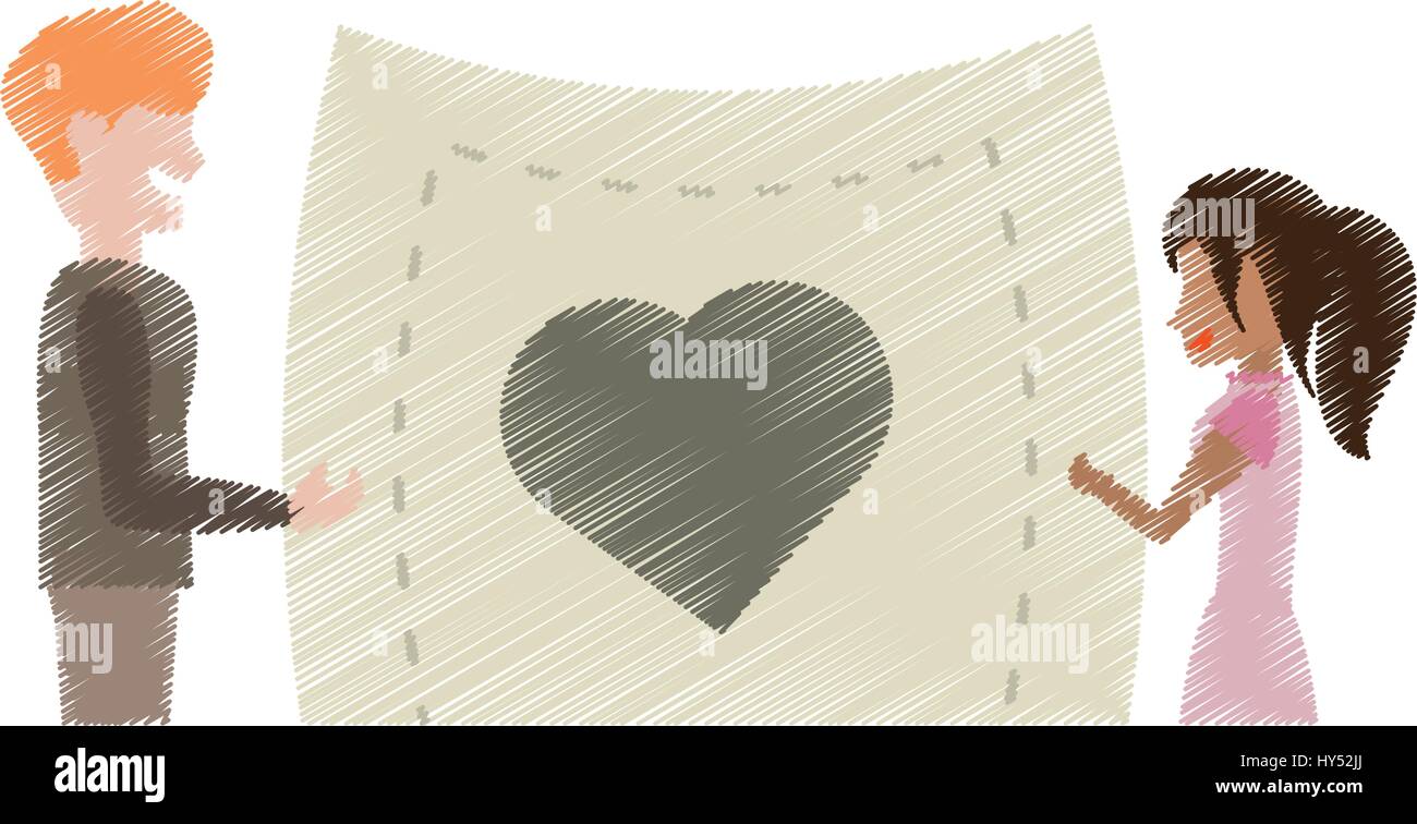 Drawing couple romantic cheerful vector hi-res stock photography and images  - Alamy