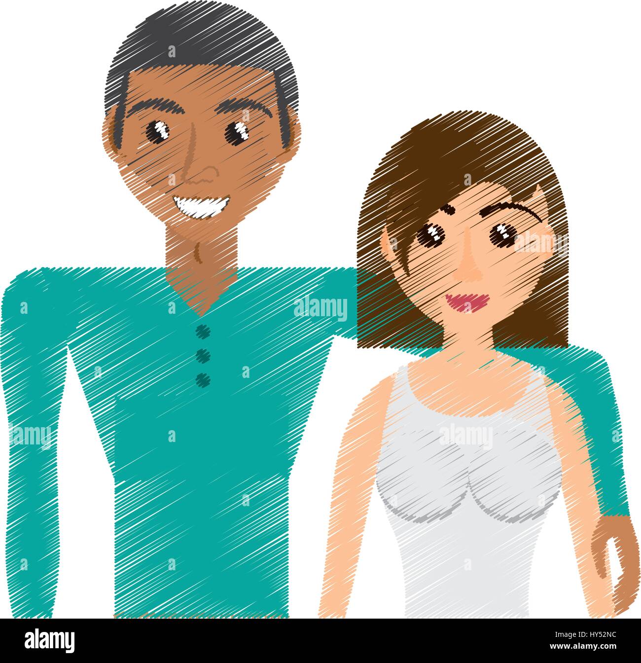 Drawing Multiracial Couple Beautiful Stock Vector Image And Art Alamy 7010