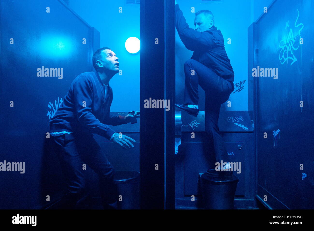 RELEASE DATE: February 10, 2017. TITLE: T2: Trainspotting. STUDIO: Sony Pictures. DIRECTOR: Danny Boyle. PLOT: A continuation of the Trainspotting saga reuniting the original characters. STARRING: Ewan McGregor, Robert Carlyle. (Credit: © Sony Pictures/Entertainment Pictures) Stock Photo