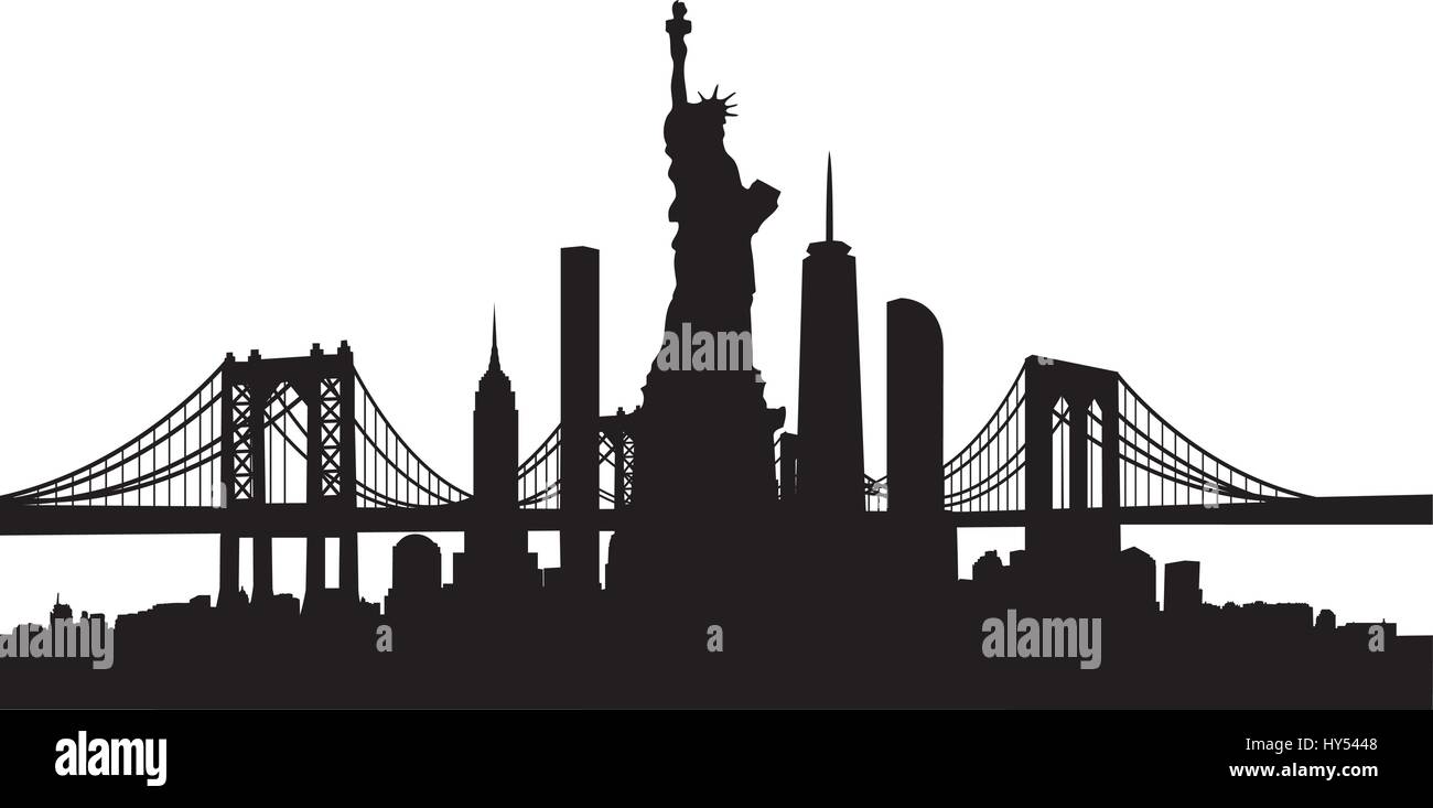New York City Skyline with Statue of Liberty Vectors series Stock ...