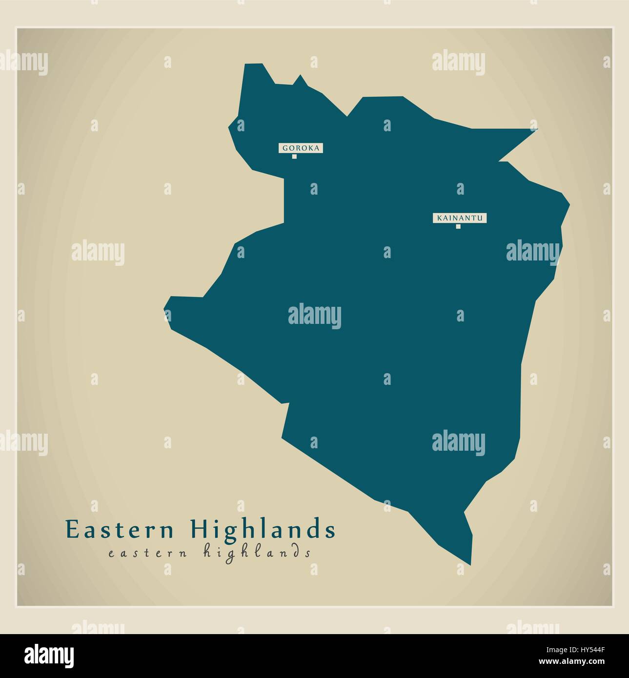 Modern Map - Eastern Highlands PG Stock Vector