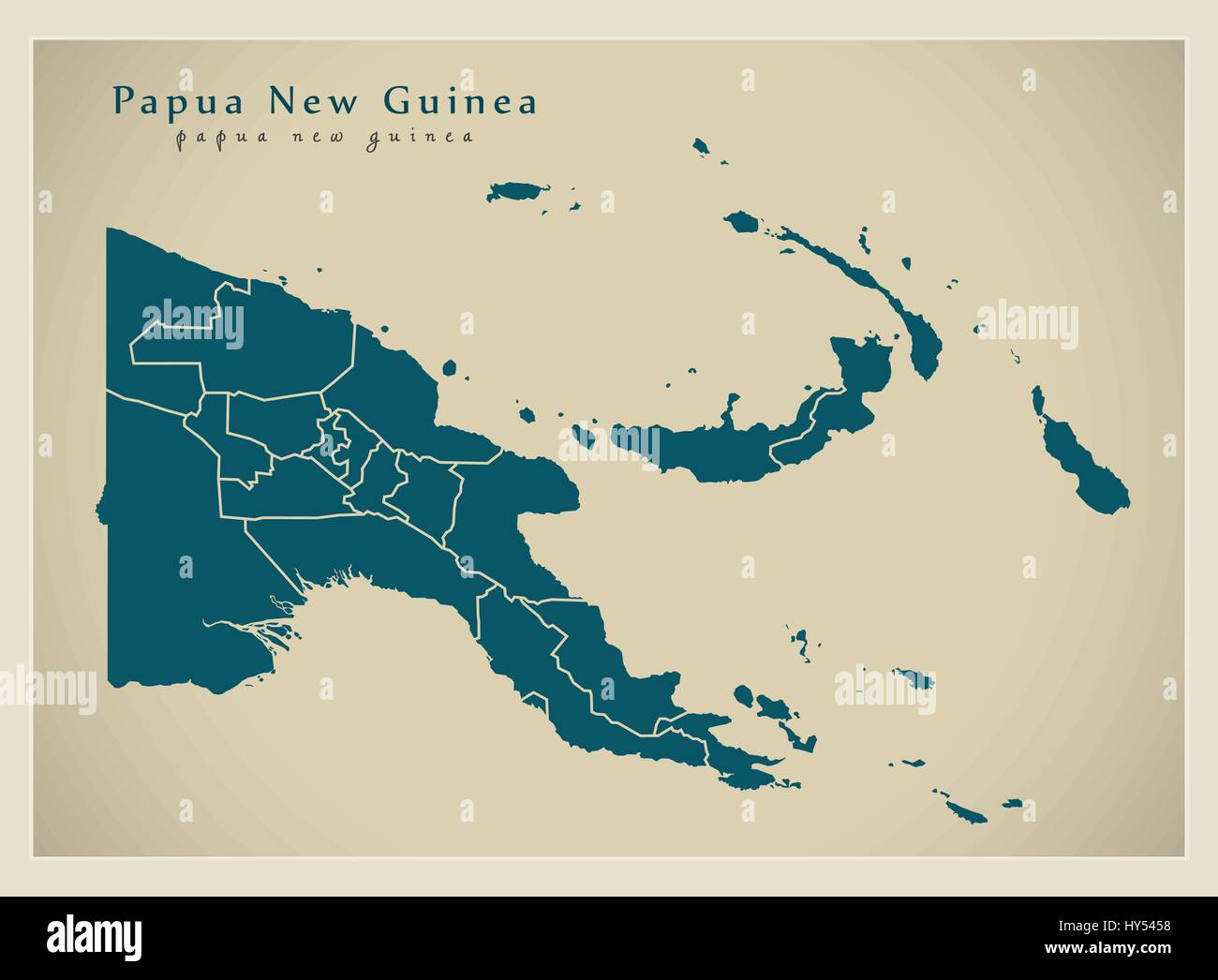 Modern Map - Papua New Guinea with provinces PG Stock Vector