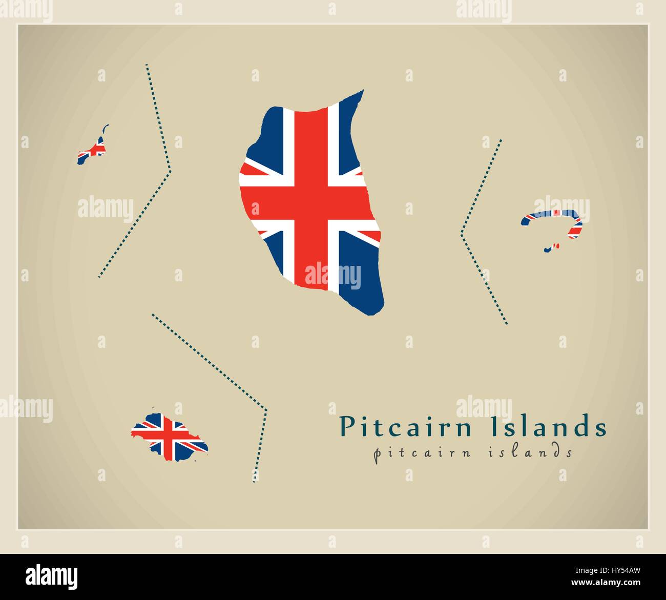 Modern Map - Pitcairn flag colored PN Stock Vector