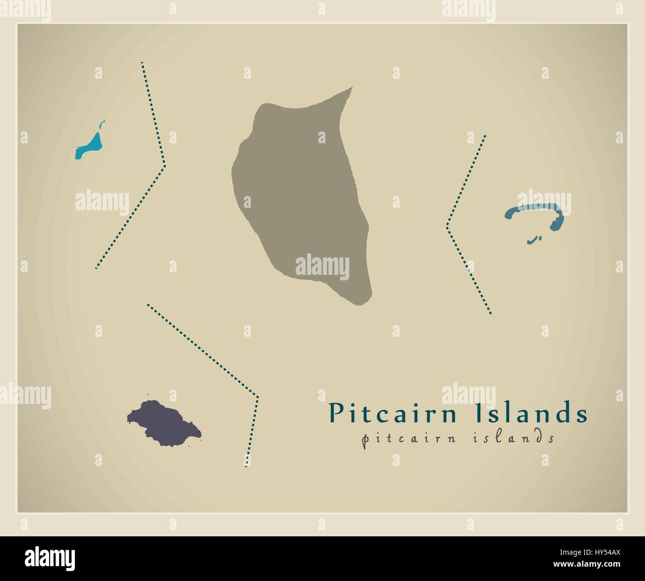Modern Map - Pitcairn Islands colored PN Stock Vector