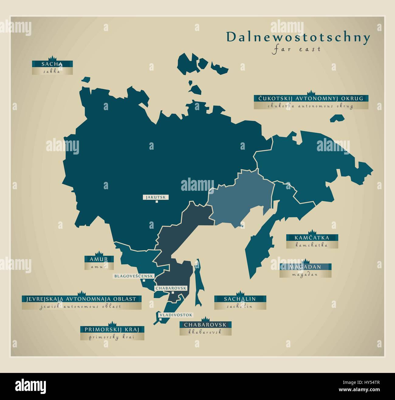 Modern Map - Dalnewostotschny RU Stock Vector