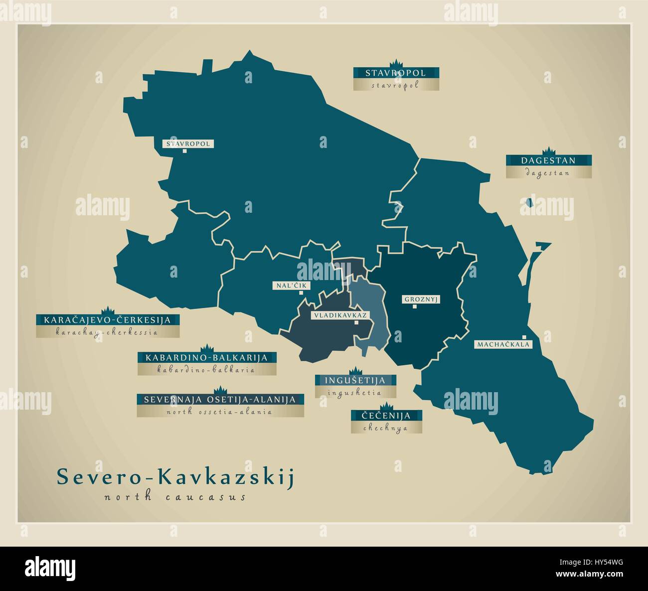 Modern Map - Severo-Kavkazskij RU Stock Vector