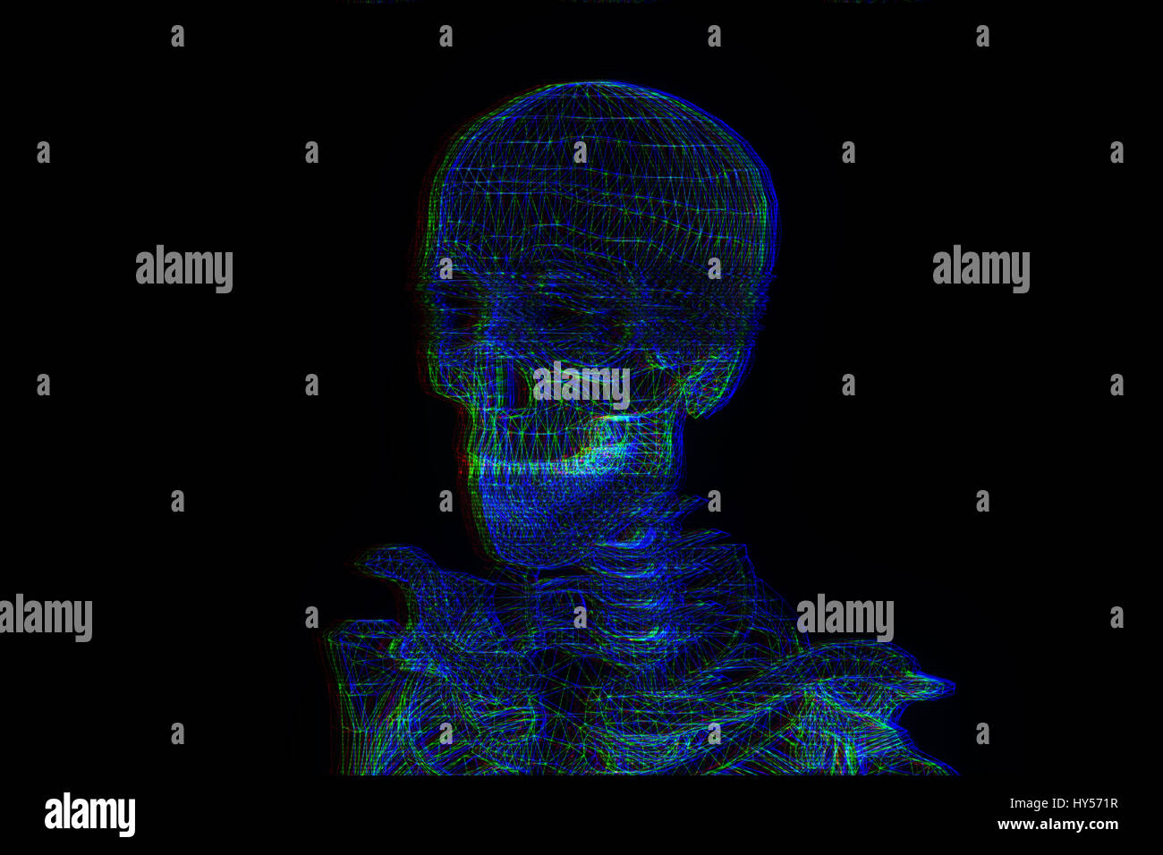 Human Skeleton Wireframe Hologram in Motion. Nice 3D Rendering Stock ...
