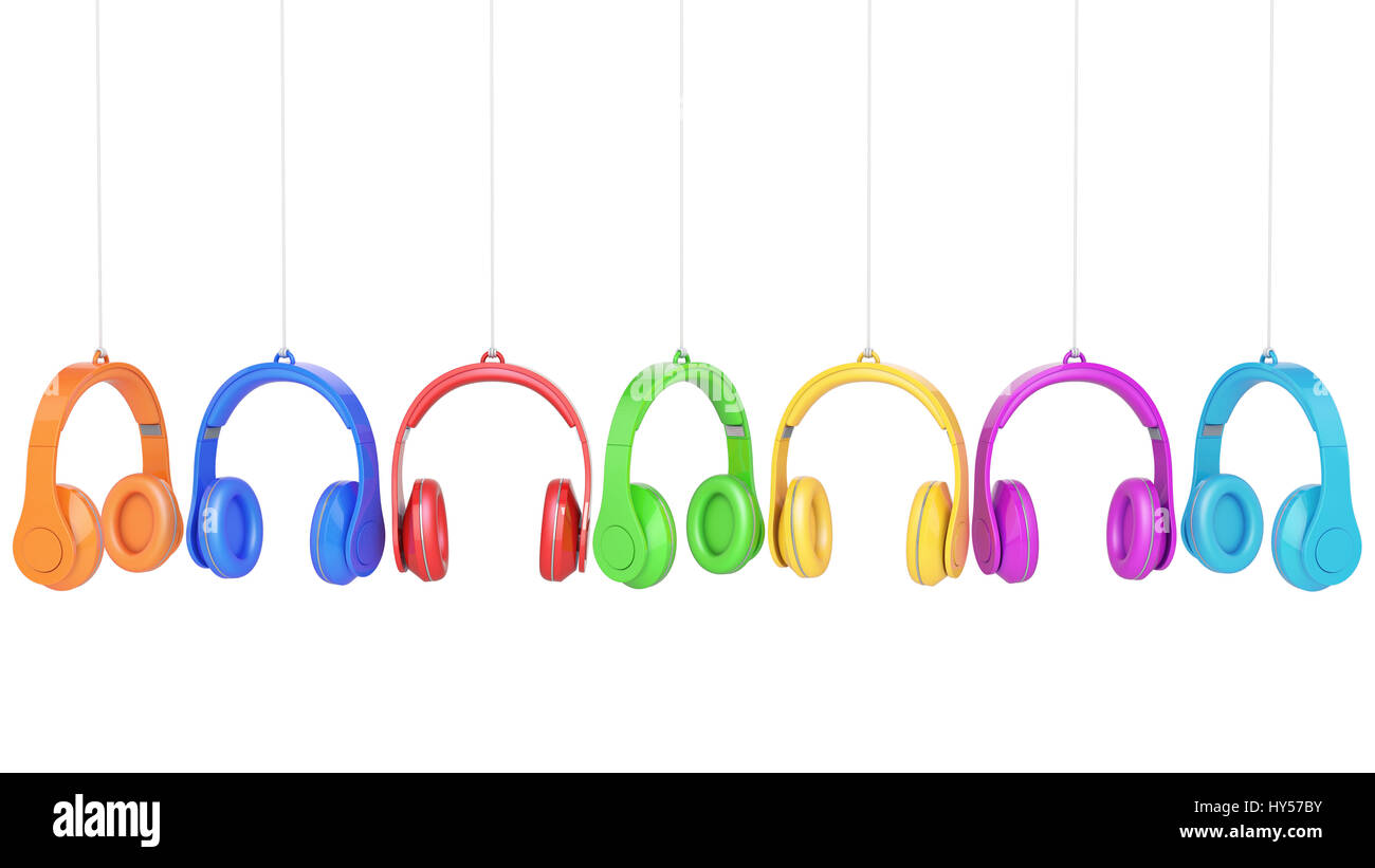 headphone colors on white background Stock Photo Alamy