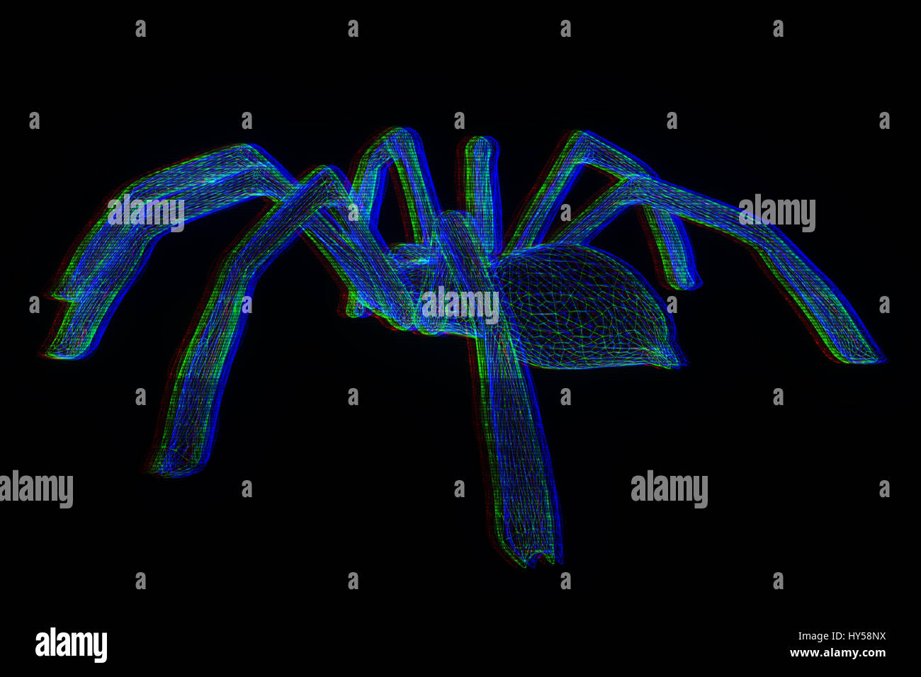 Spider in Hologram Wireframe Style. Nice 3D Rendering Stock Photo - Alamy