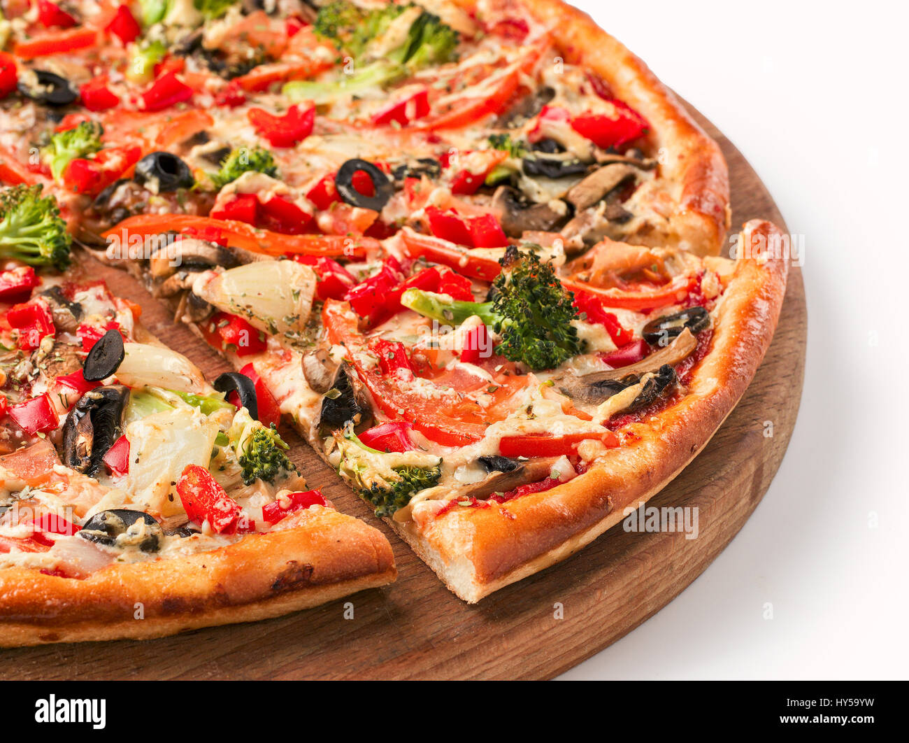 piece of vegetarian pizza with cauliflower isolated Stock Photo