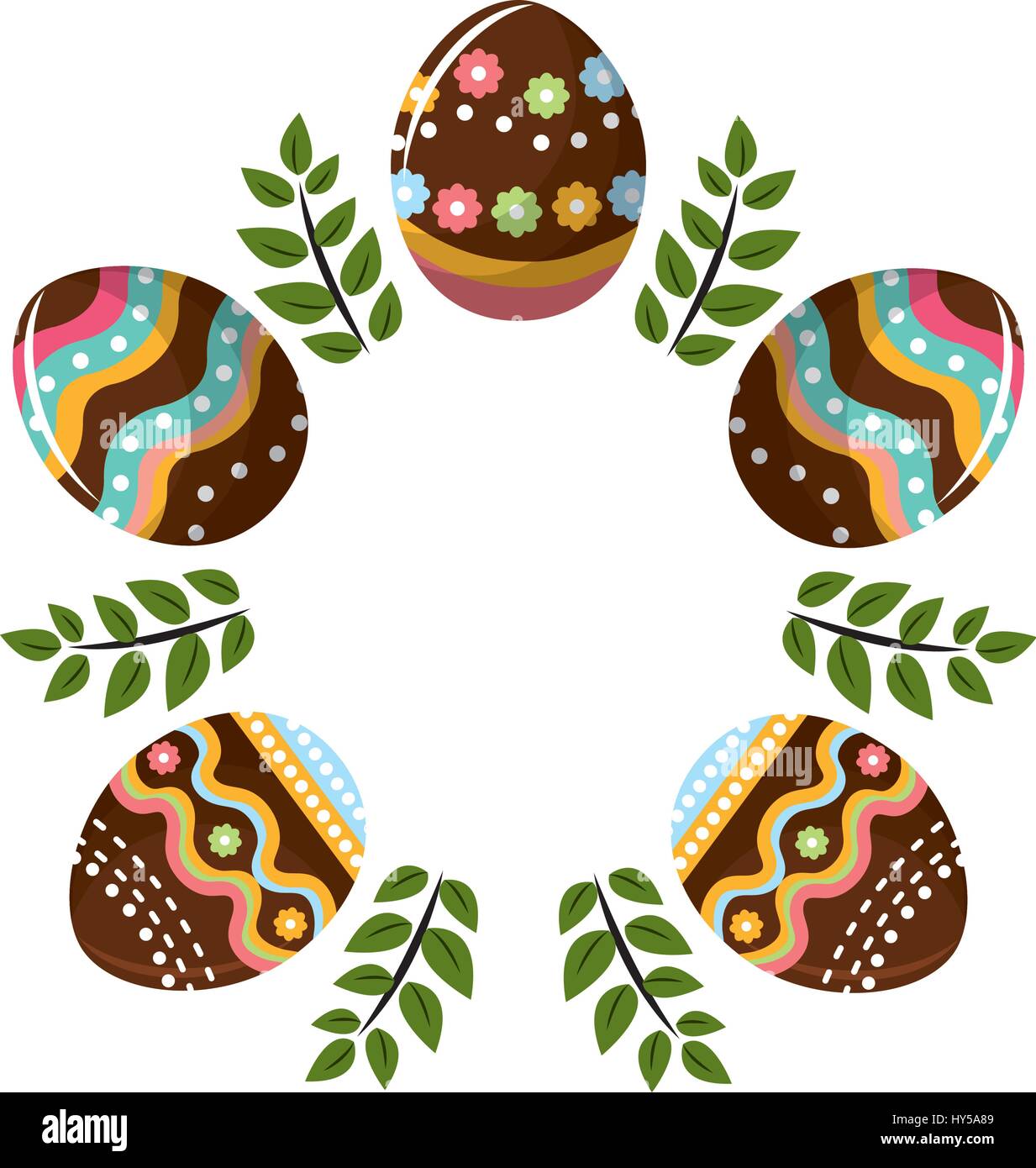 eggs easter with branches plant decorative Stock Vector Image & Art - Alamy