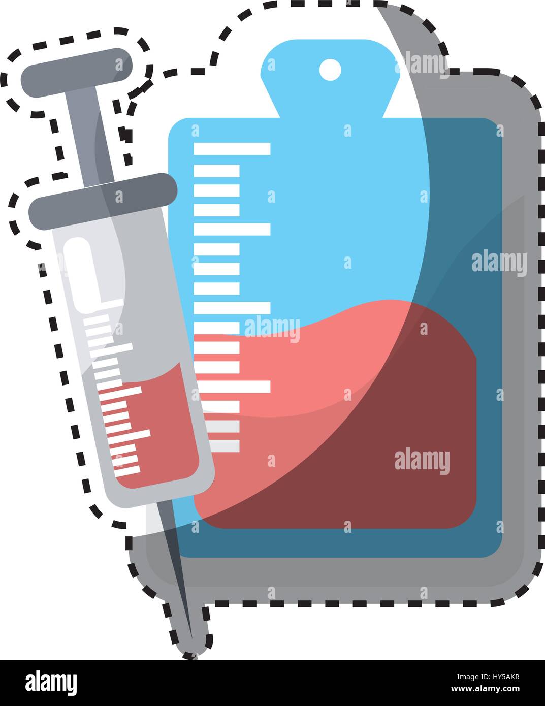 red blood donation bag with syringe transfusion Stock Vector Image ...