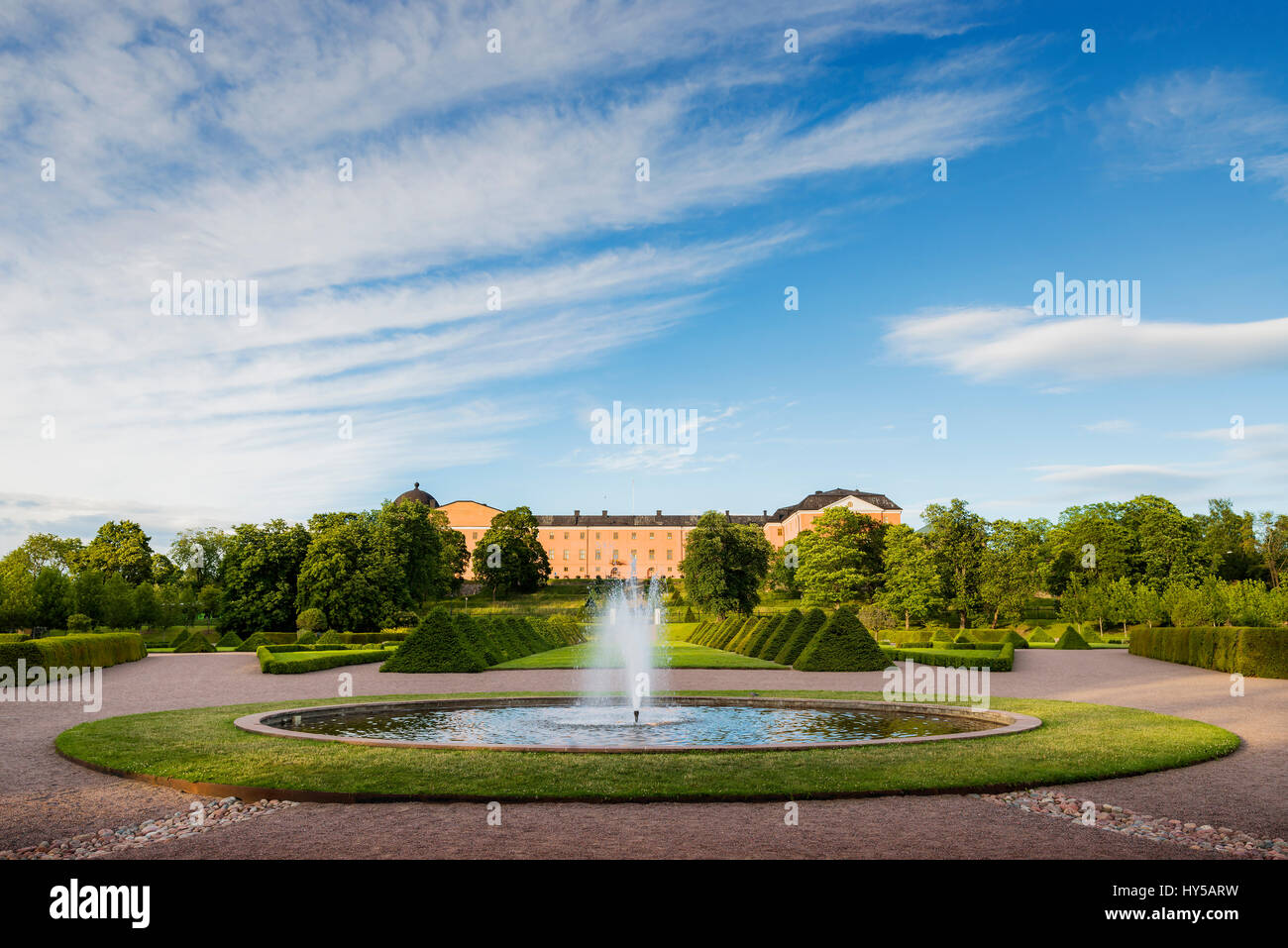 Sweden, Uppland, Uppsala, Fountain in Linnean Gardens of Uppsala Stock Photo