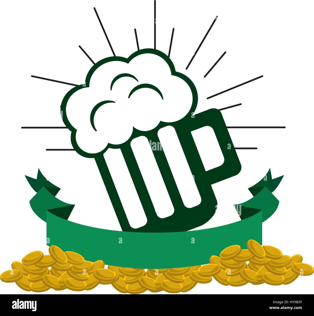 tasty beer with froth and ribbon with coins Stock Vector Image & Art ...