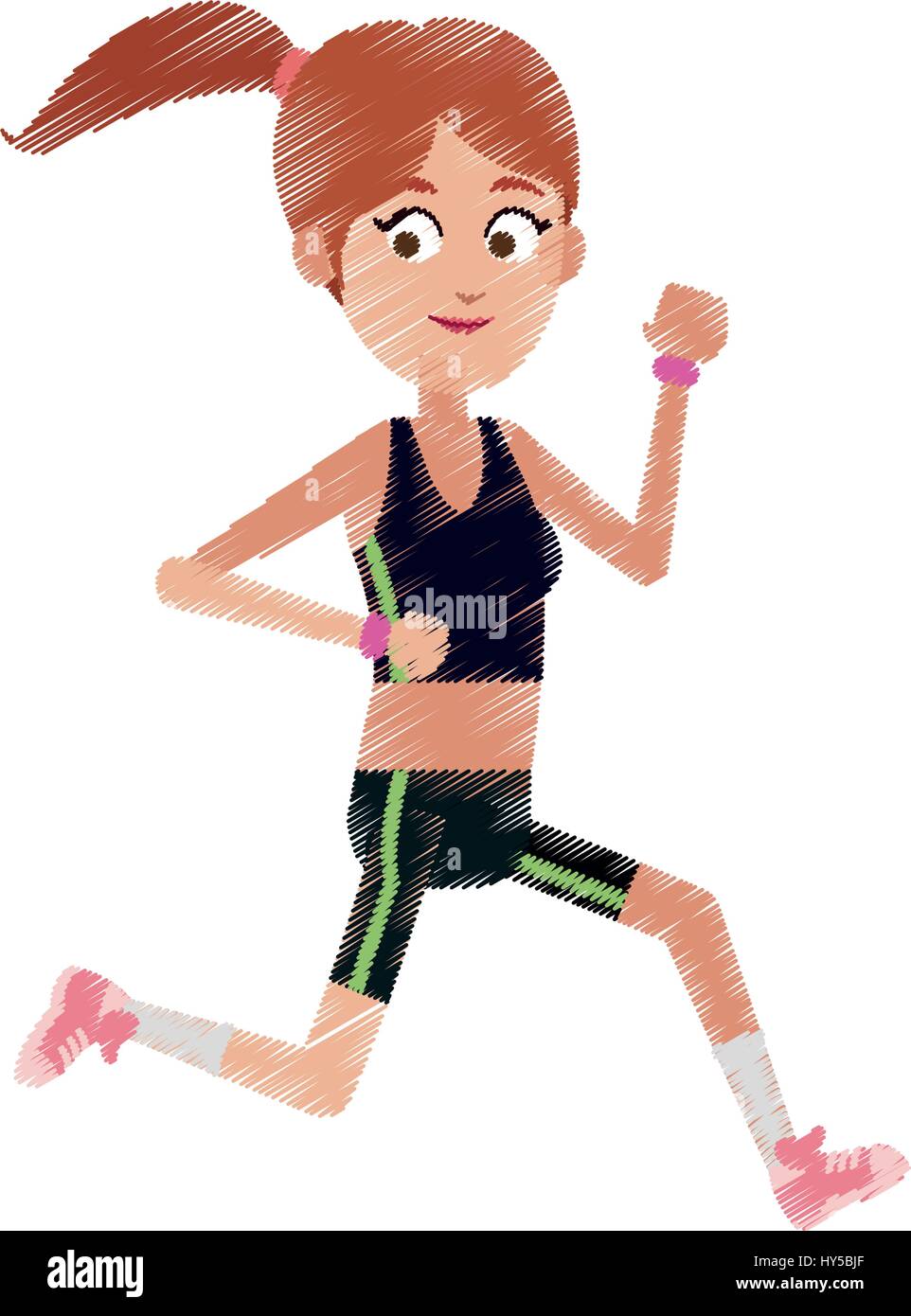 Happy woman running cartoon hi-res stock photography and images - Alamy