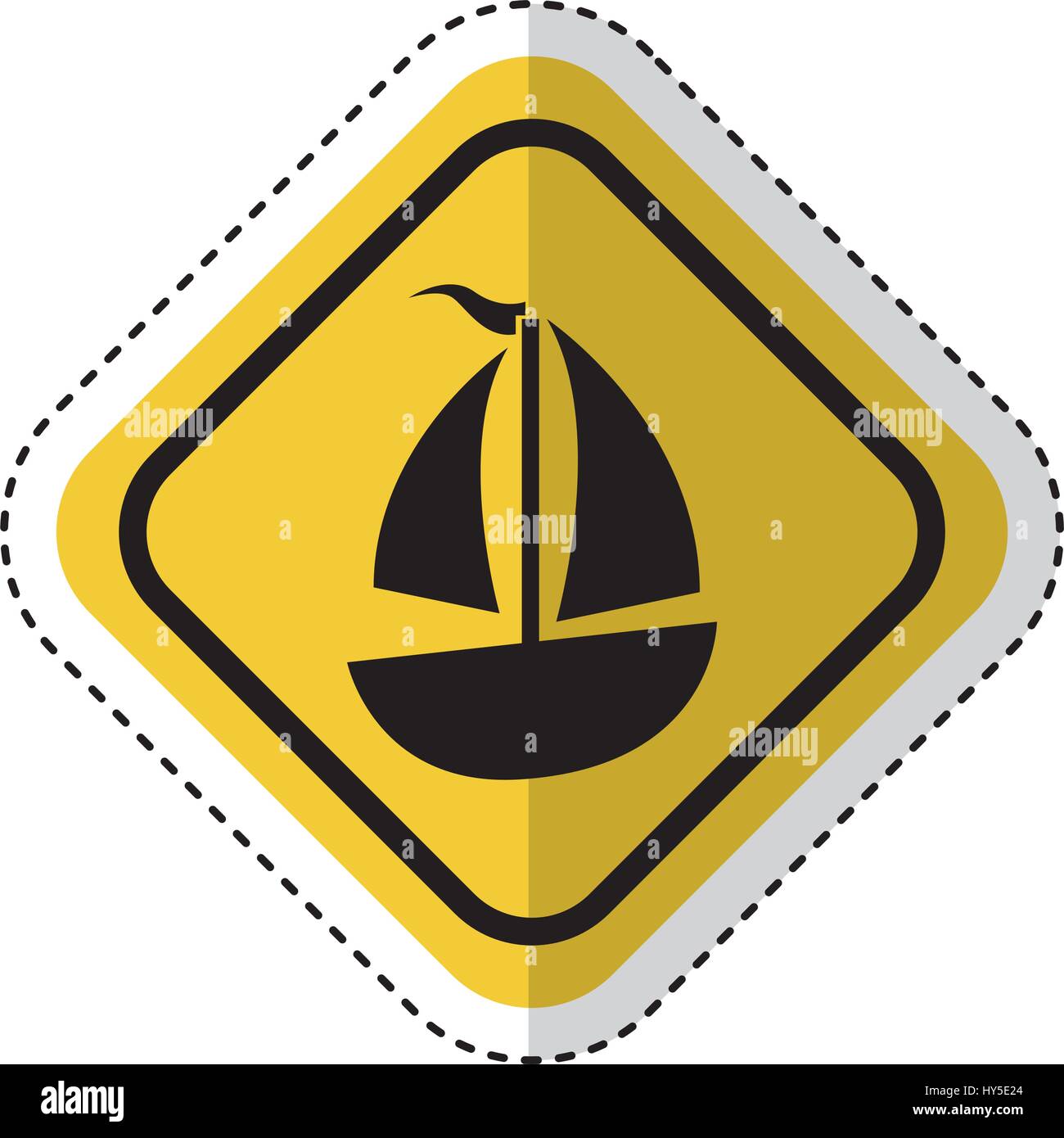 traffic signal with sailboat ship isolated icon vector illustration design Stock Vector
