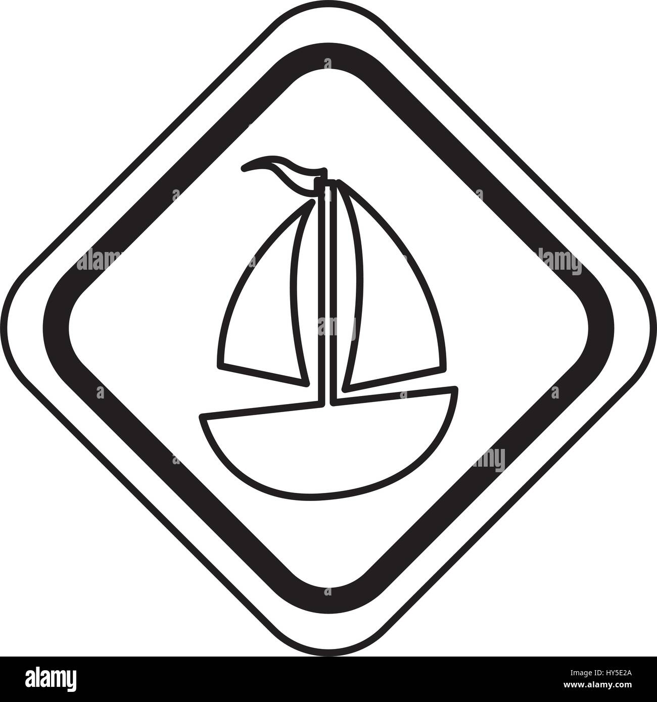 traffic signal with sailboat ship isolated icon vector illustration design Stock Vector