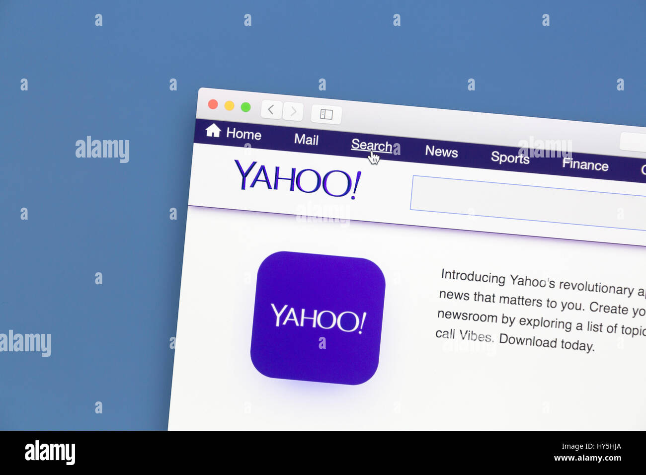 Yahoo website on a computer screen Yahoo is a multinational Internet corporation globally known for its Web portal, Stock Photo