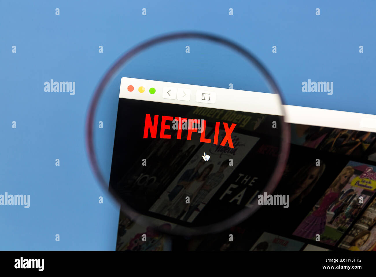 Netflix website on a computer screen. Netflix is an American multinational entertainment company Stock Photo