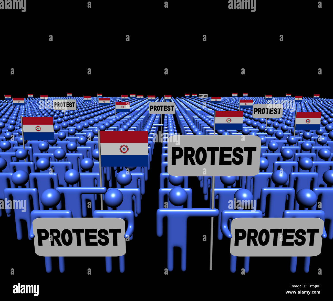 Crowd of people with protest signs and Paraguay flags illustration ...