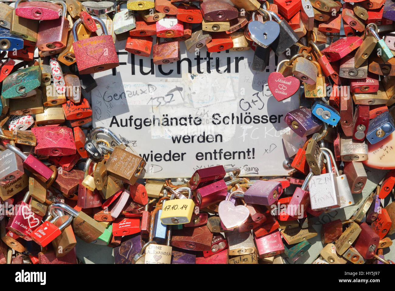 COLOGNE, GERMANY - MARCH 23, 2017: Love Lock Gallary of Cologne on March 23, 2017 in Germany, Europe Stock Photo