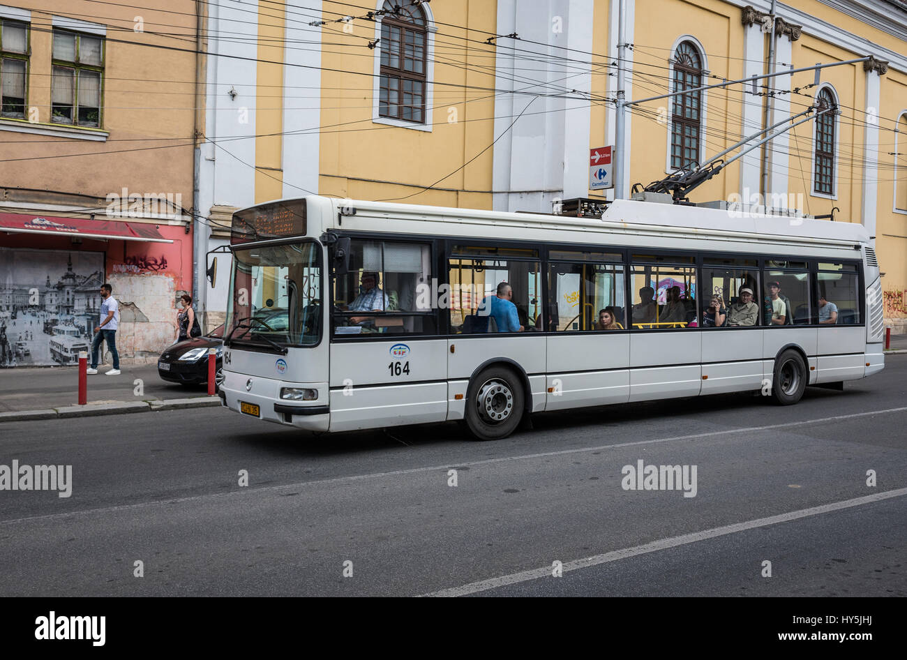 Trolleybus on Regele Ferdinand Avenue in Cluj Napoca, second most populous city in Romania Stock Photo