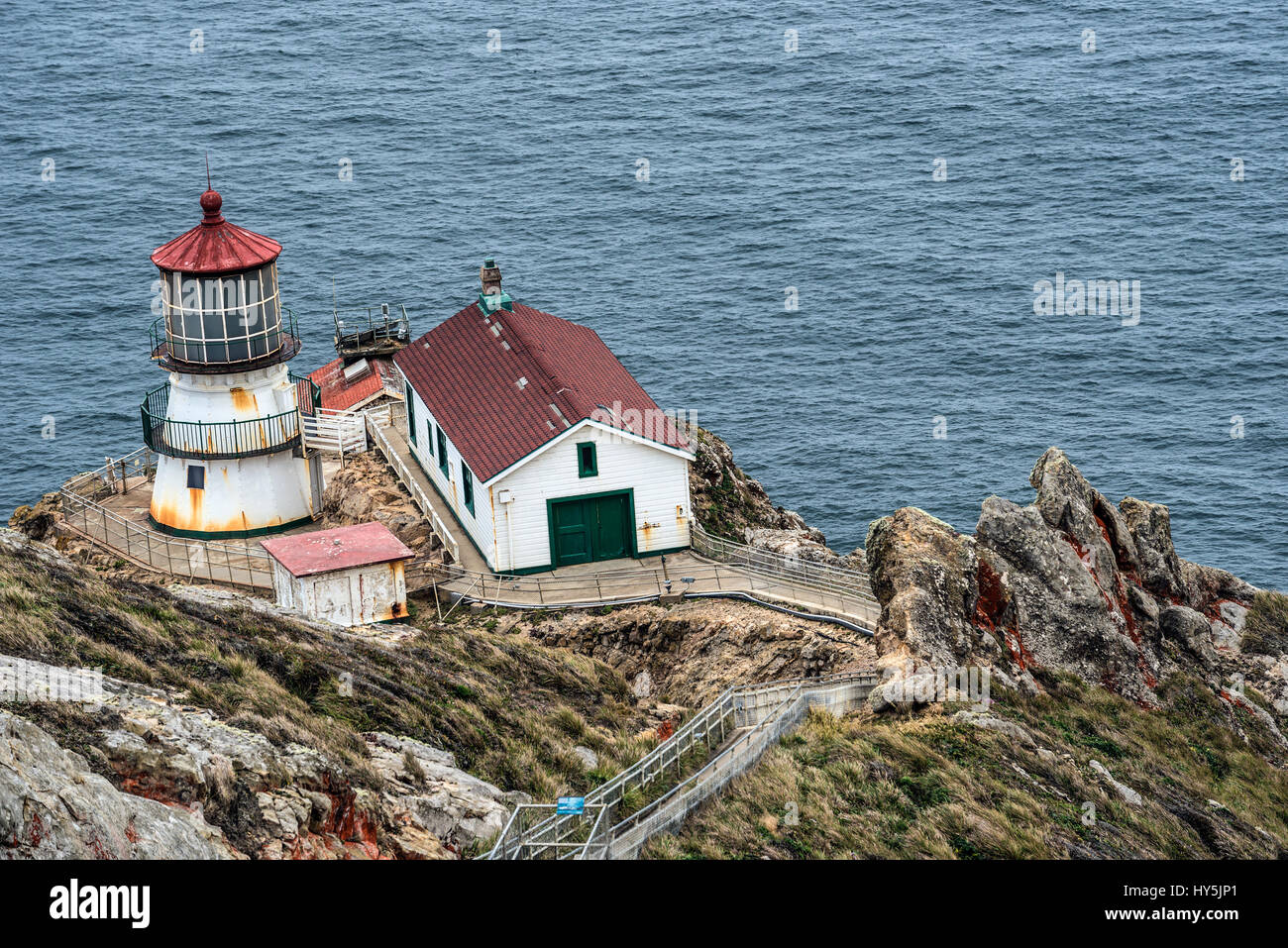 Point Reyes Lighthouse at the Point Reyes National Seashore, California Stock Photo