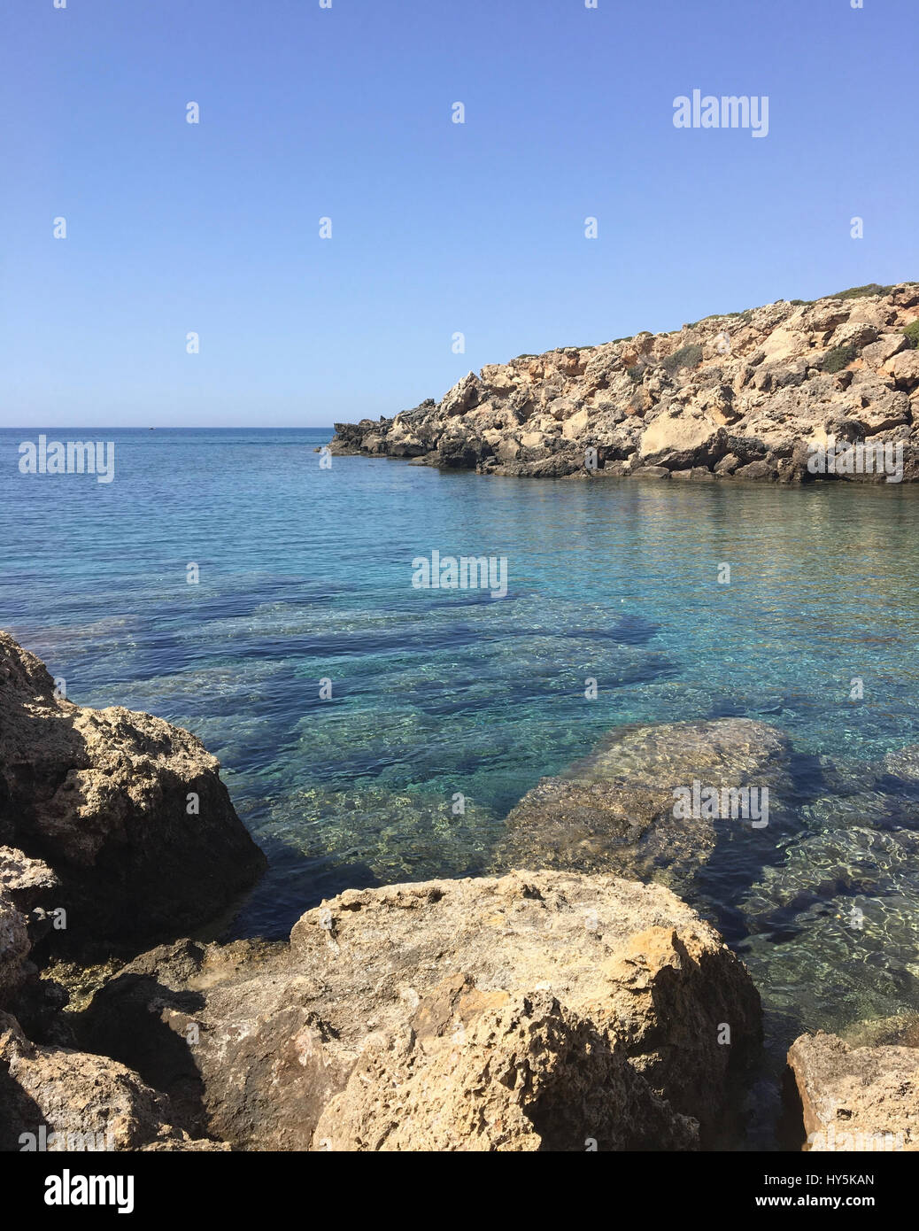Beautiful bay in Pefkos, Rhodes, Greece Stock Photo