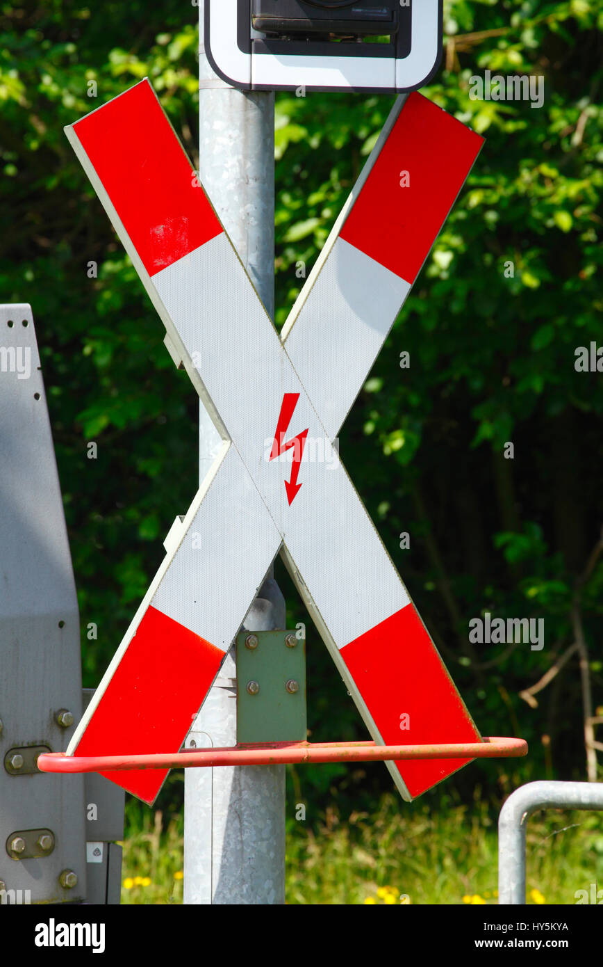 Sign Railroad Crossing, Germany, Europe Stock Photo Alamy