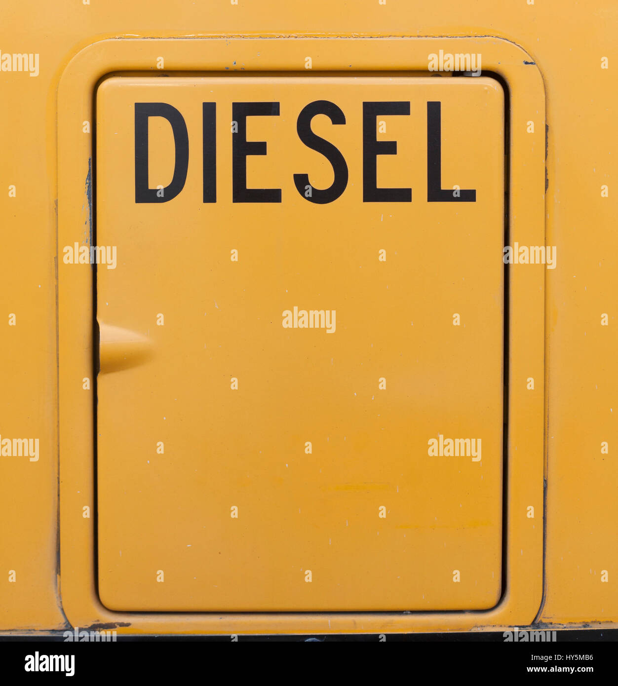 yellow fuel cap on an old shool bus Stock Photo