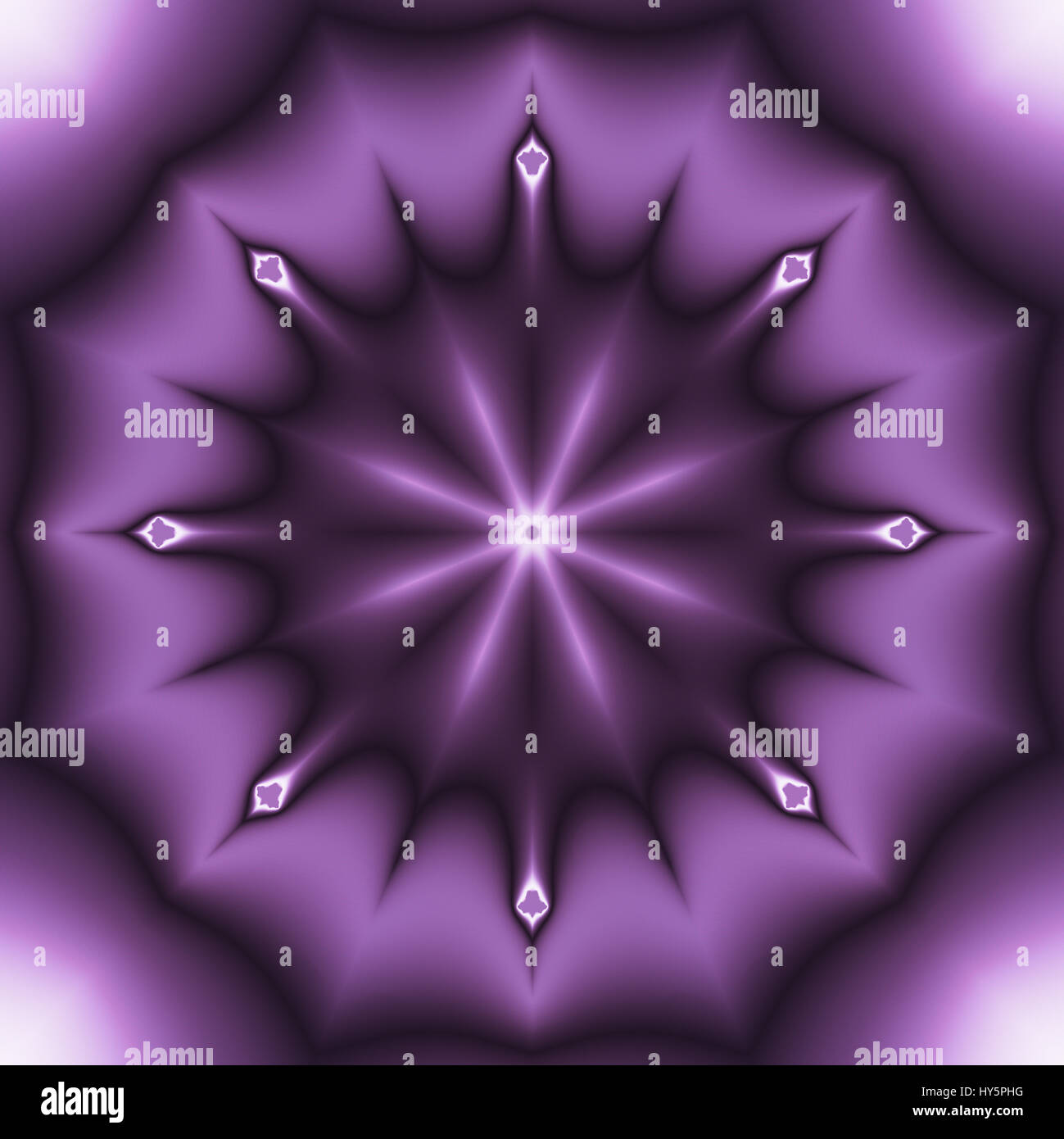Purple 3d effect digital fractal image in eight pointed star shape in square format Stock Photo