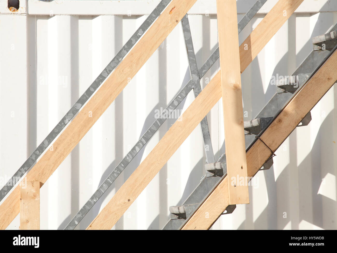 wooden railings, stairway Stock Photo