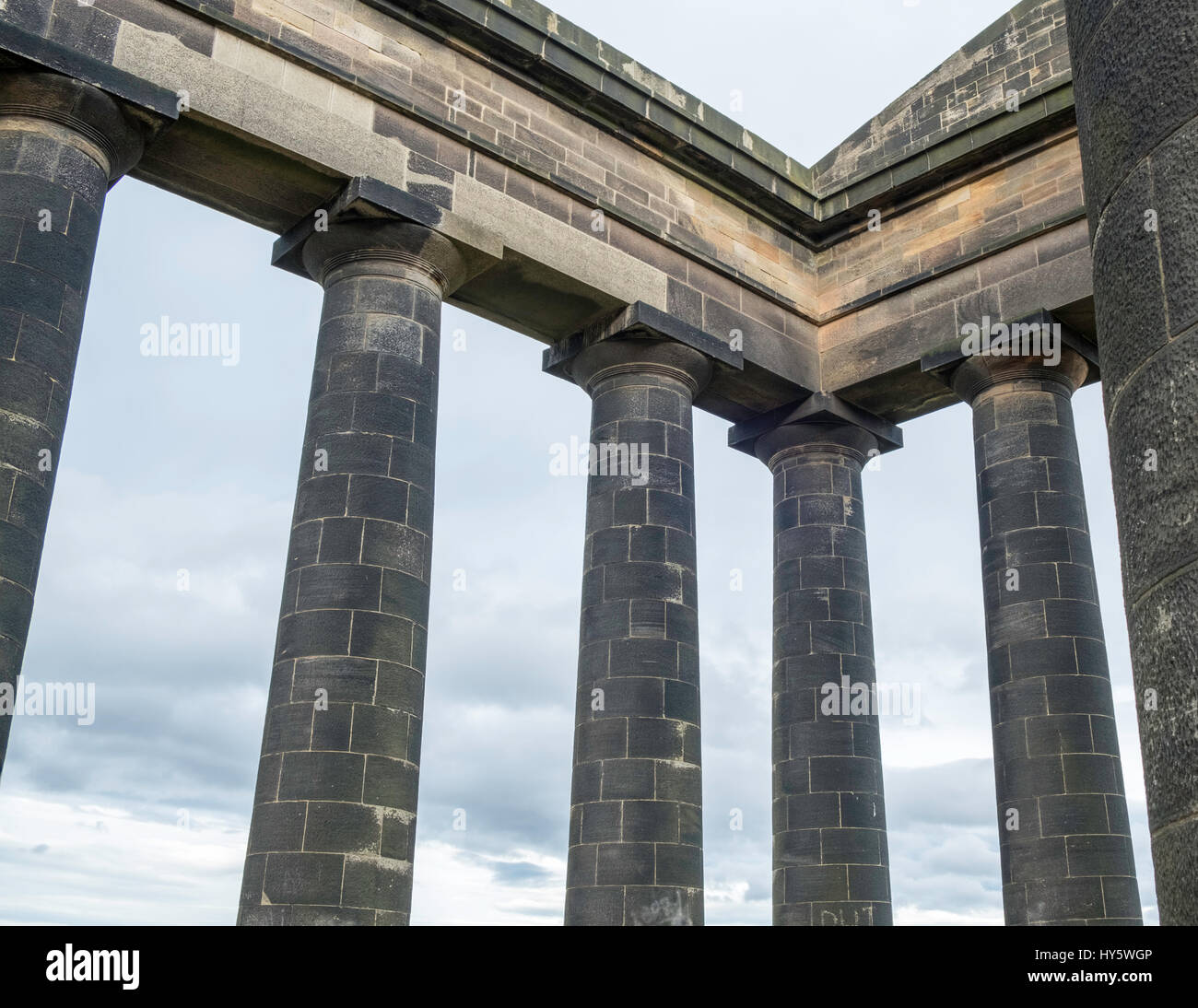 (Earl of Durham's Monument) Commonly known as Penshaw Monument, The 70 foot high folly is a replica of the Temple of Hephaestus in Athens Stock Photo