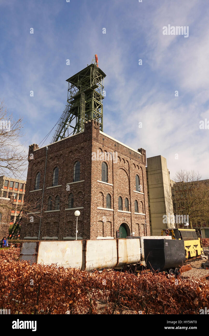 Coal mining museum, Pit, shaft, mineshaft, winder house, Oranje Nassau, Heerlen, Limburg, Netherlands. Stock Photo