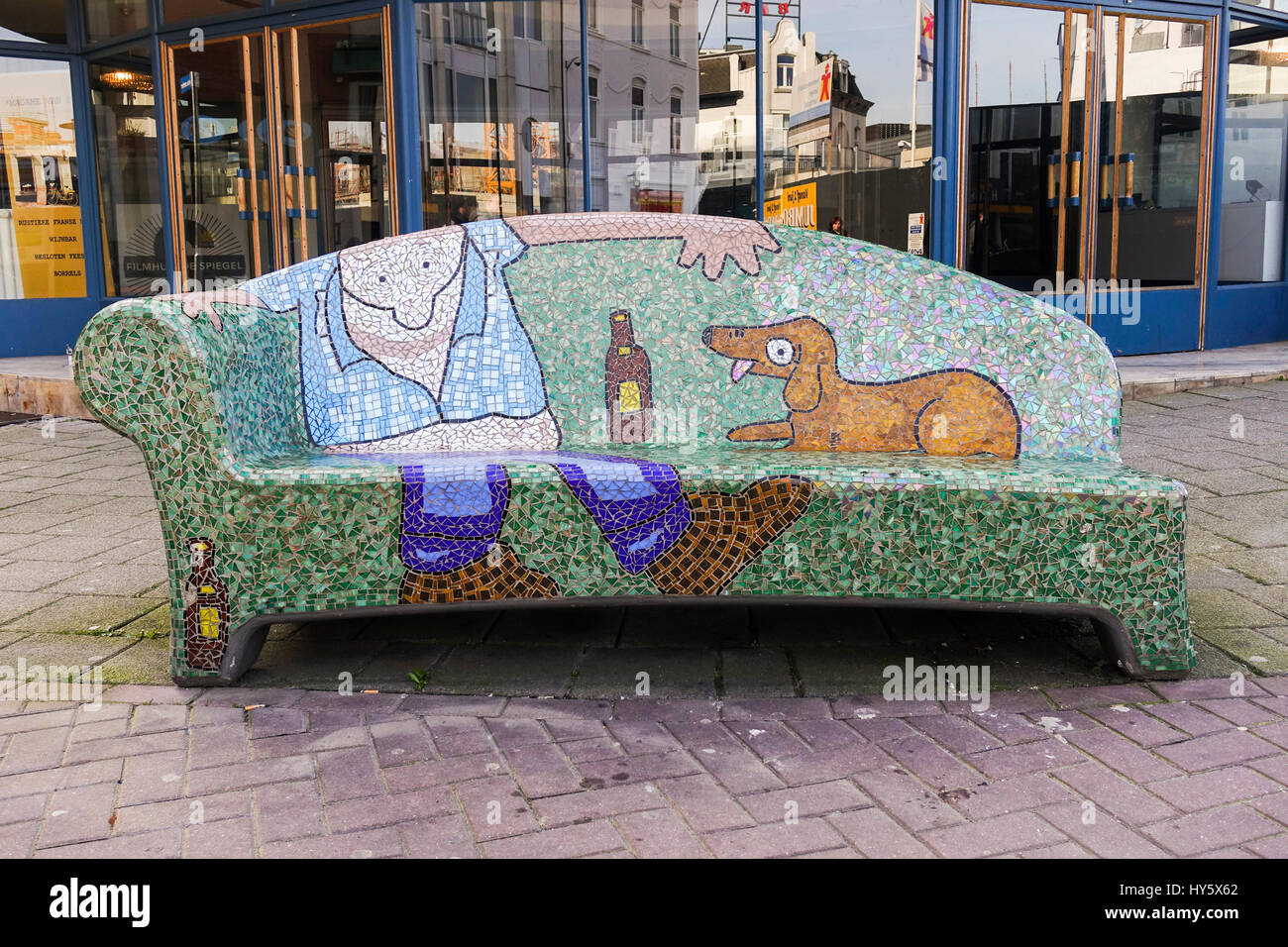 Creative artistic street furniture, bench in streets. art. Netherlands. Stock Photo