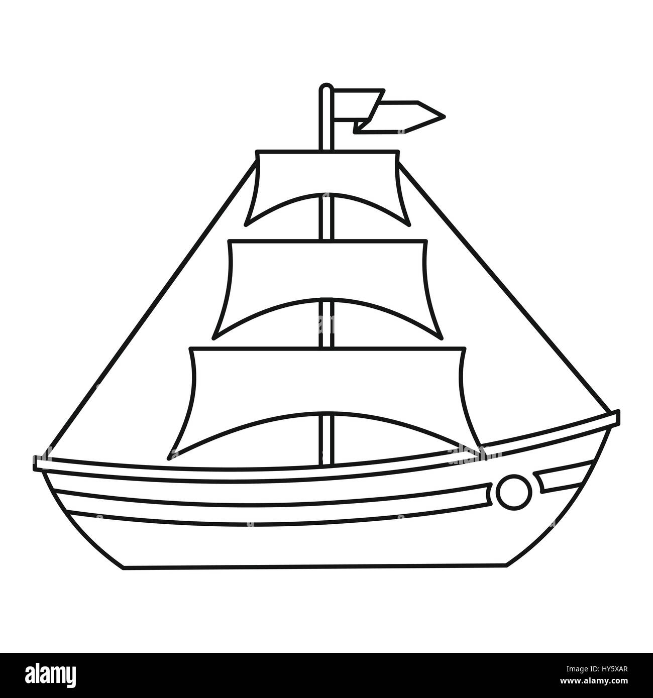 Boat with sails icon, outline style Stock Vector Image & Art Alamy